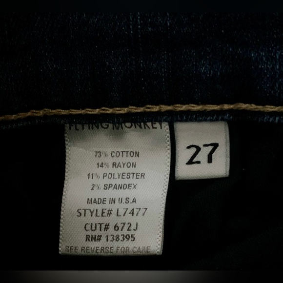 FLYING MONKEY Women’s 27 x 31 Blue Denim Skinny Jeans slightly distressed - Picture 6 of 6